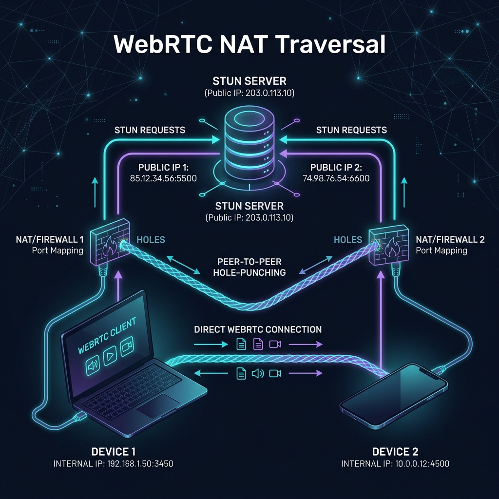 WebRTC NAT Traversal Architecture for P2P Networks